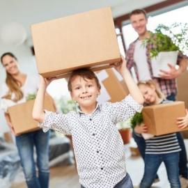 Family moving boxes